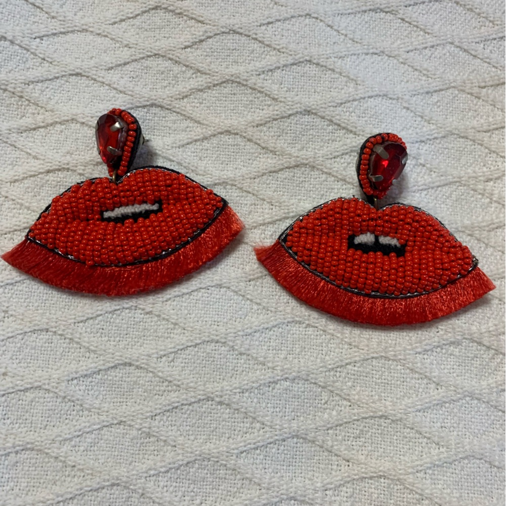 Beaded Lip Earrings